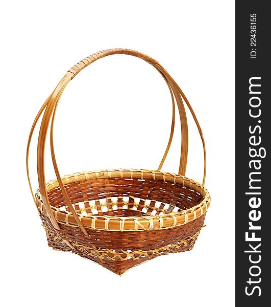 Bamboo weave basket isolated on white background