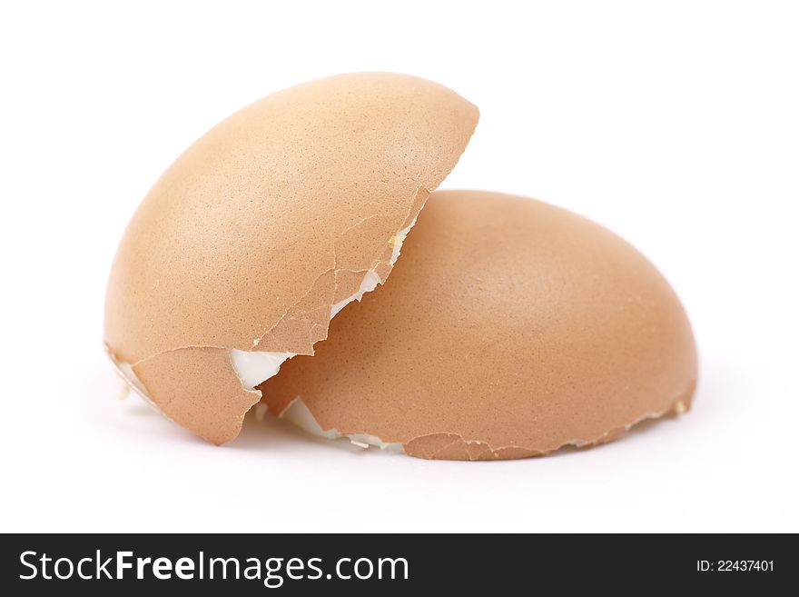 Cracked egg isolated on white