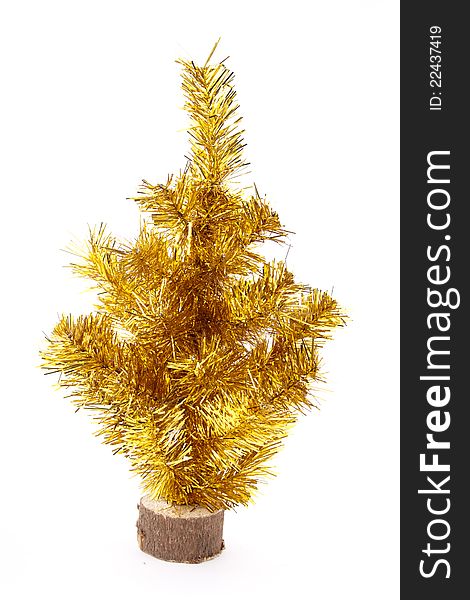Christmas gold tree on a white background