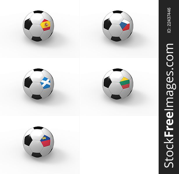 Euro 2012, soccer ball with flag - Group I - Spain, Czech Republic, Scotland, Lithuania, Liechtenstein