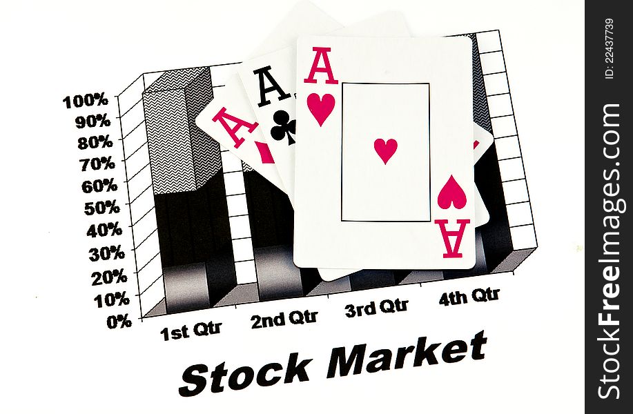 Stock market graph with ace cards. Stock market graph with ace cards