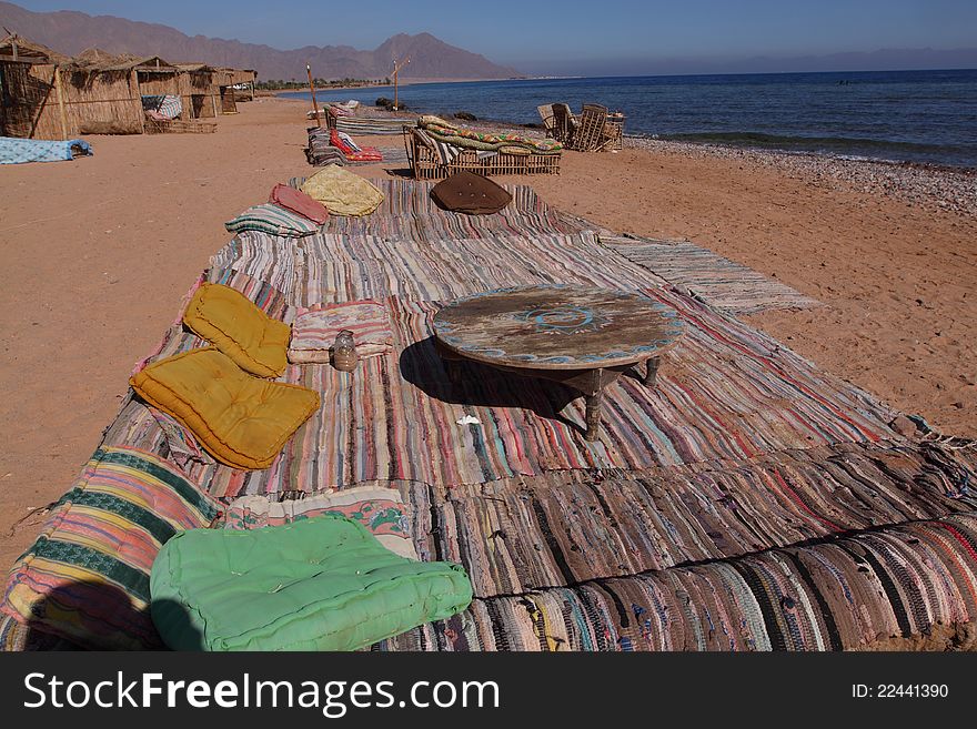 Place for rest and relaxation on the Red Sea shore. Place for rest and relaxation on the Red Sea shore