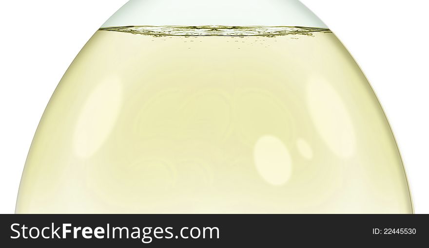 Yellow bottle close up isolated on white background