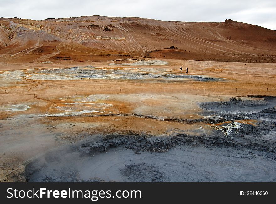 Namaskard in Iceland is an area of hot geothermal spots near famous lake Myvatn 
The solfataras and fumaroles fields Namaskard. Namaskard in Iceland is an area of hot geothermal spots near famous lake Myvatn 
The solfataras and fumaroles fields Namaskard