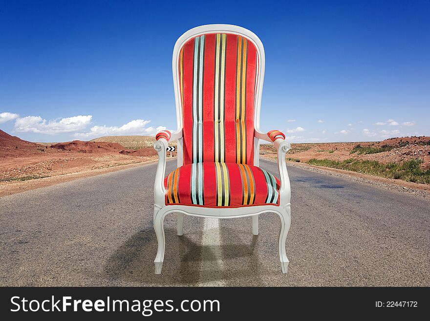 Armchair in the middle of the road. Armchair in the middle of the road