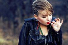 Hipster With Leopard Haircut Smoking Cigarette Royalty Free Stock Photo Hipster With Leopard Haircut Smoking Cigarette Royalty Free Stock Photo
