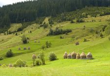 Mountain Landscape With Haystacks Stock Images Mountain Landscape With Haystacks Stock Images