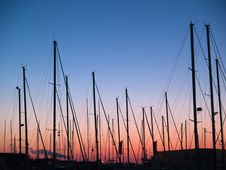 Masts Of Sail Boats In Sunset Stock Photos Masts Of Sail Boats In Sunset Stock Photos