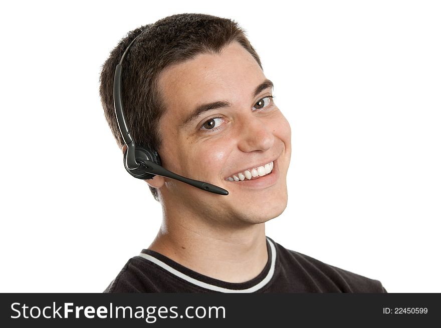 Teen Boy Wearing Headset