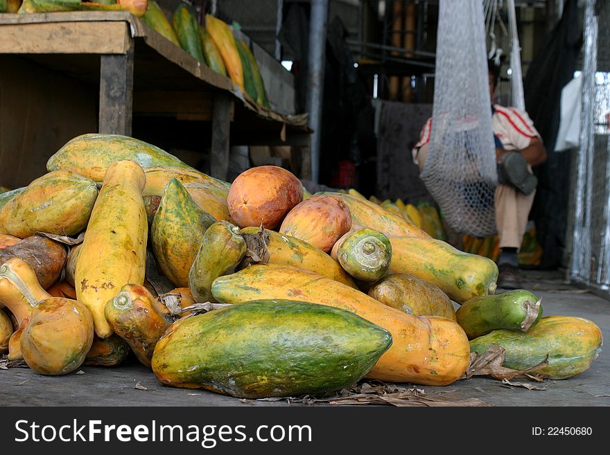 Papayas in Market