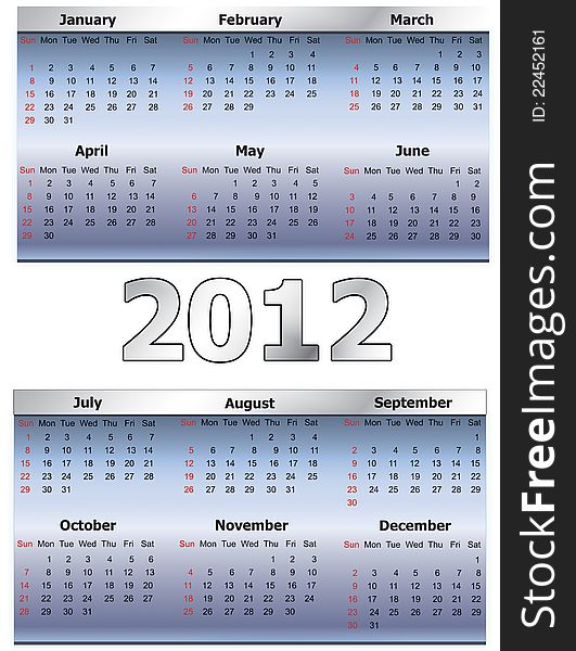 Vector illustration of 2012 calendar. Vector illustration of 2012 calendar