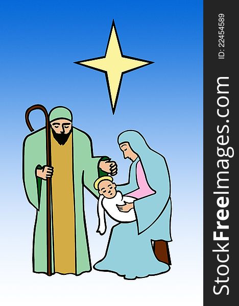 Illustration of nativity showing the holy family for Christmas. Illustration of nativity showing the holy family for Christmas