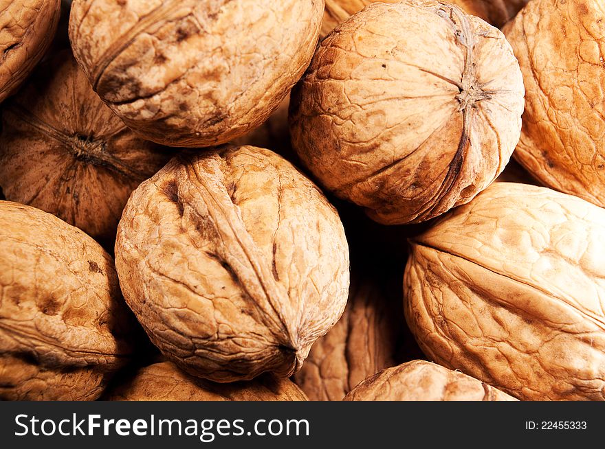 Close up view of walnuts