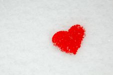 Red Heart On The Snow Royalty Free Stock Photo