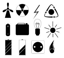 Set Of Black Energy Related Icons Stock Photography