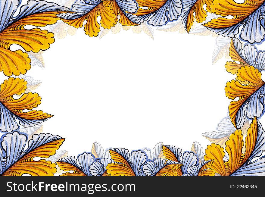 Painting of leaf photo frame for background