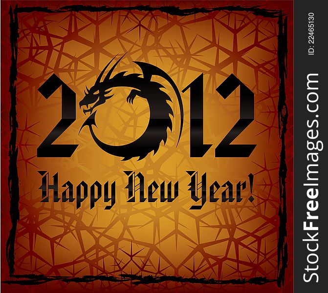 Black Dragon. 2012 New Year Card. Vector illustration