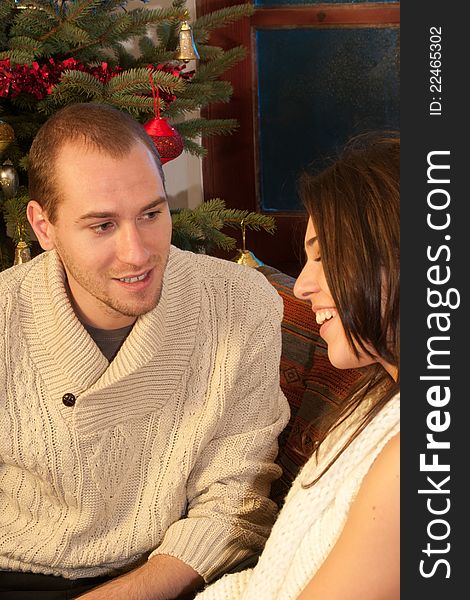 White young couple relaxing in christmastime. White young couple relaxing in christmastime