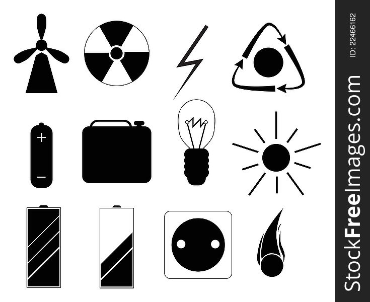 Set of black energy related icons