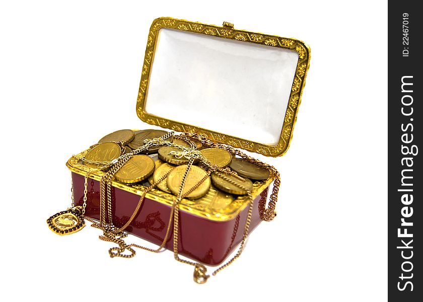 Treasure chest on white background