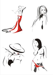 Ladies Colored Silhouettes Royalty Free Stock Photography Ladies Colored Silhouettes Royalty Free Stock Photography