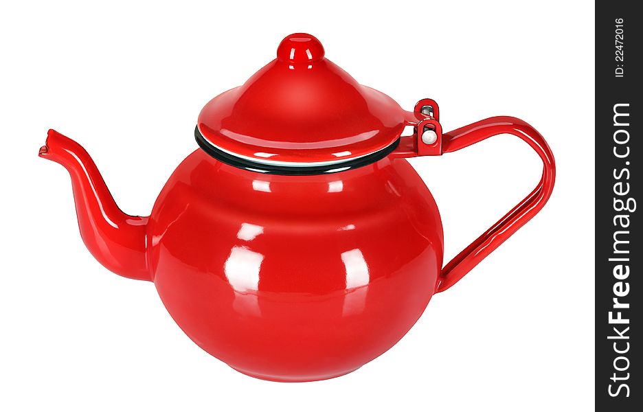 Old technology, enamel teapot. Today is also used daily in the kitchen or dining room.