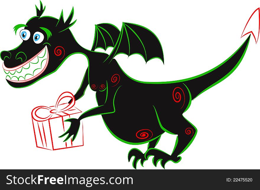 Black dragon on a white background, vector graphics
