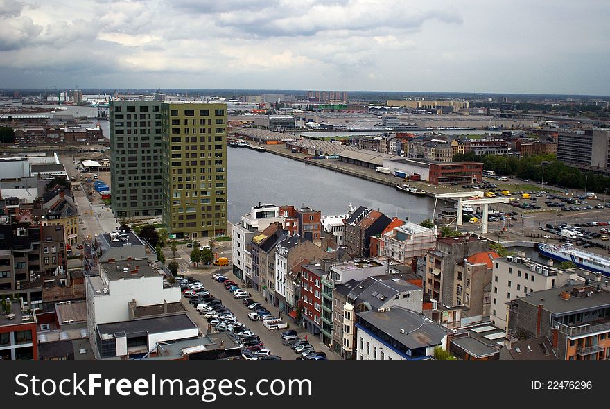 Aerial view of Antwerp, belgium harbor. Aerial view of Antwerp, belgium harbor.