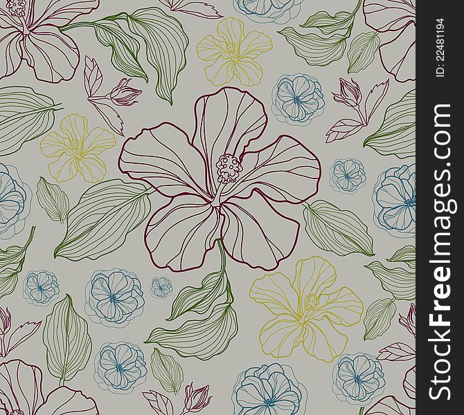 Vector seamless vintage floral botany pattern. Vector seamless vintage floral botany pattern