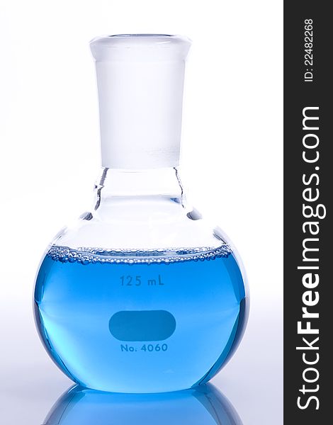 Testing flask with blue liquid