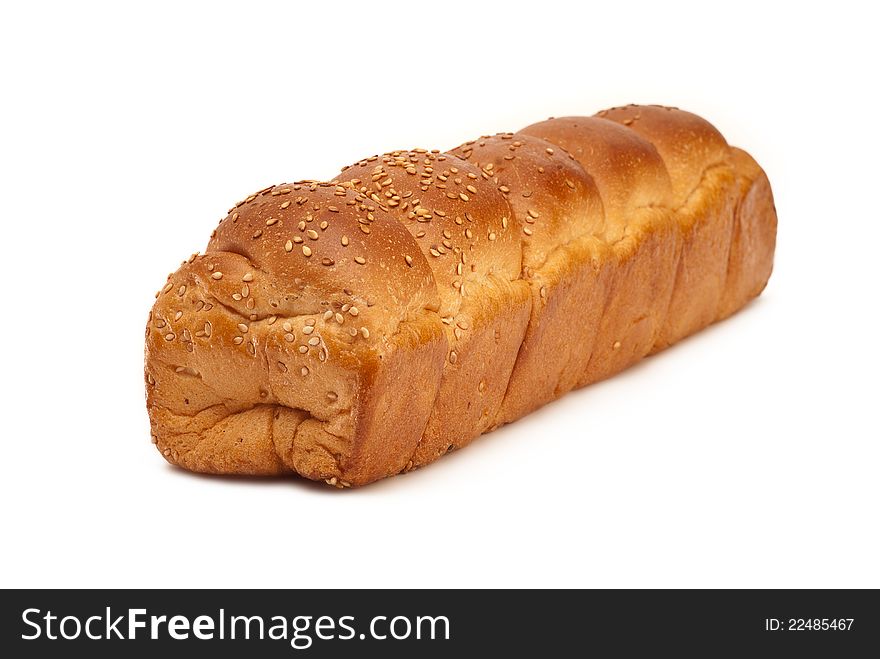 Bread with sesame on white background. Bread with sesame on white background
