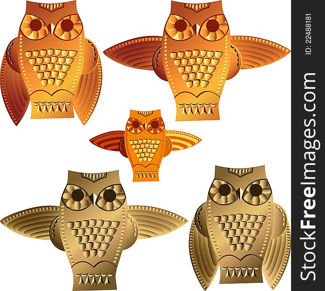 Vector Set Decorative Owls
