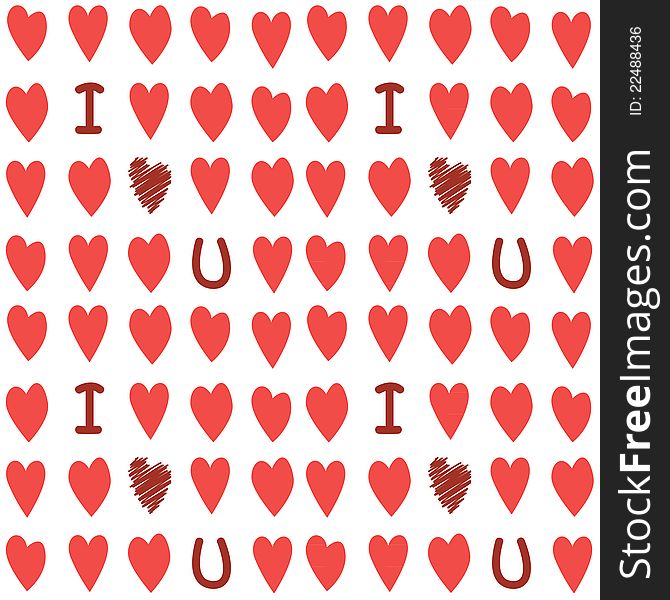 Seamless Valentines Background with red hearts