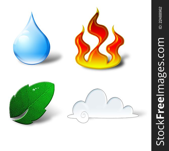 Icons for four natural elements. Icons for four natural elements