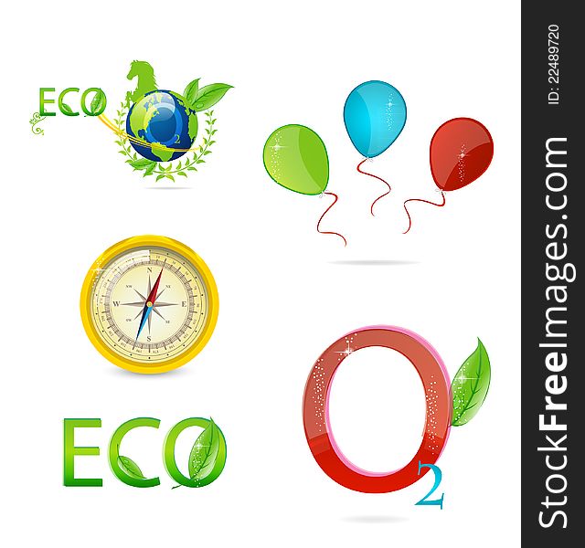 Green nature and eco symbols set