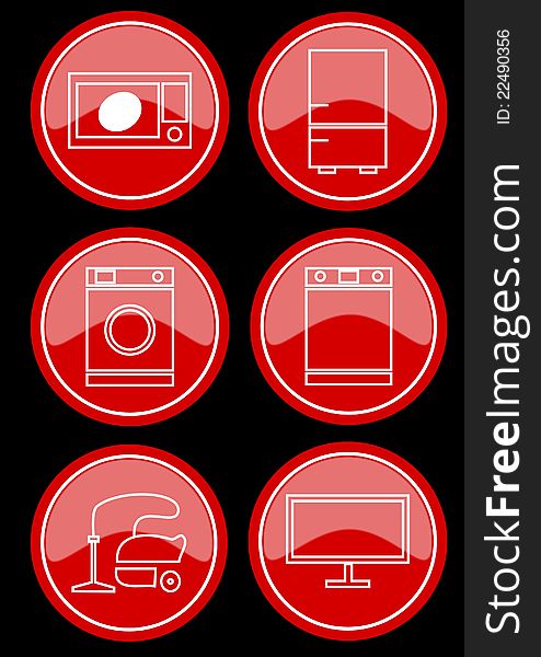 Icons with different images of electrical appliances