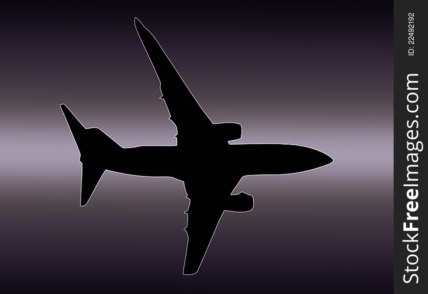 Twin Jet Airplane  Silhouette