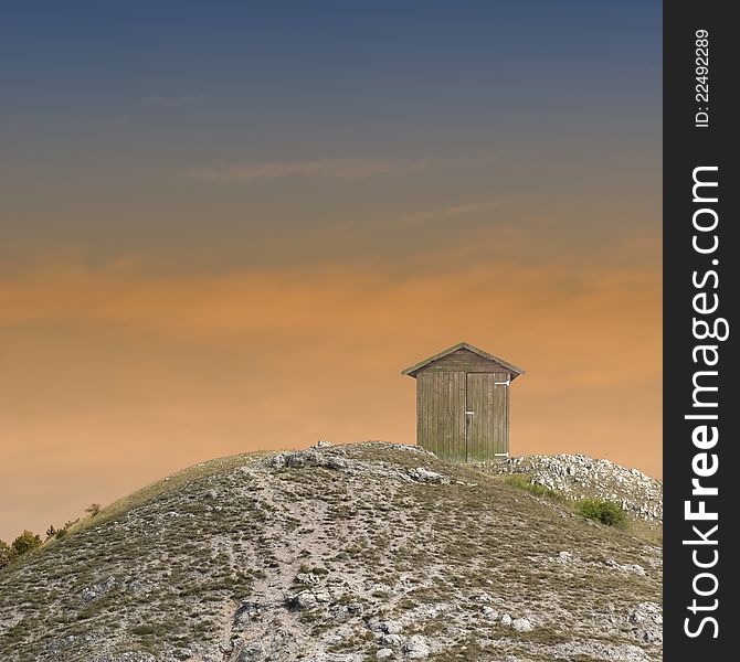 Lonely shelter on the peak of the hill. Lonely shelter on the peak of the hill