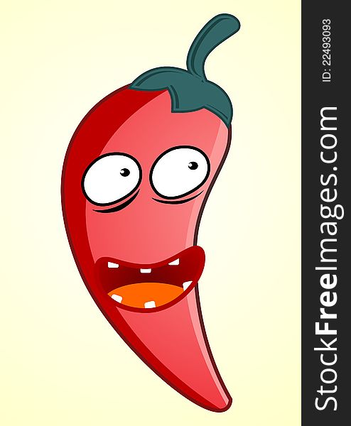 Fresh red chili with a happy expression