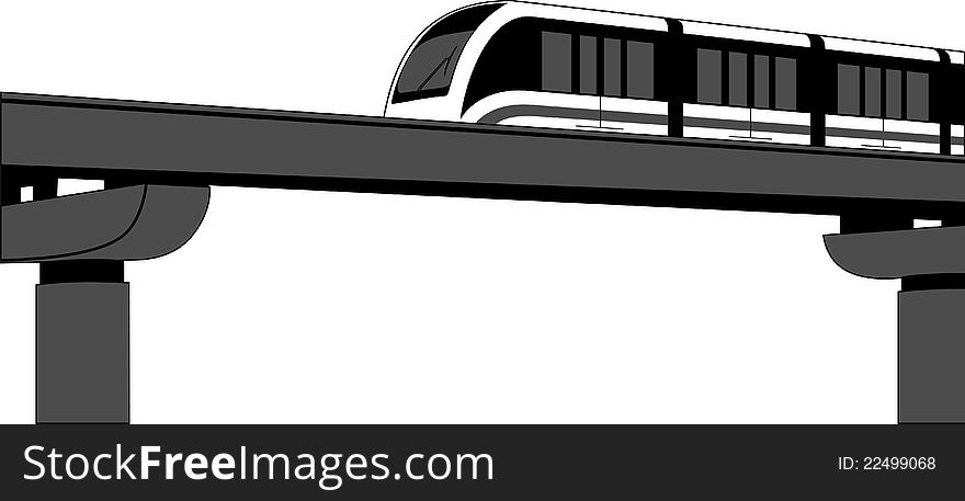 Illustration of monorail train on white background