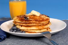 Blueberry Pancakes With Syrup Royalty Free Stock Photo