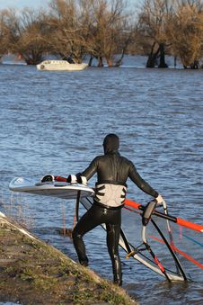 Windsurfer At The Rhine Royalty Free Stock Images