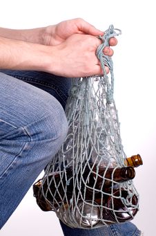The Man With Empty Bottles Stock Image The Man With Empty Bottles Stock Image