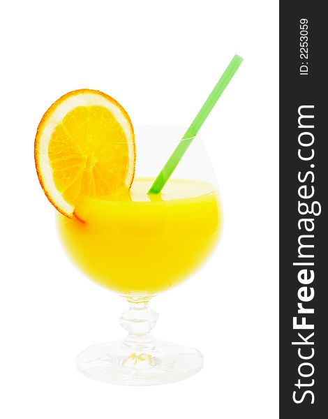 Orange cocktail on a white background. Orange cocktail on a white background