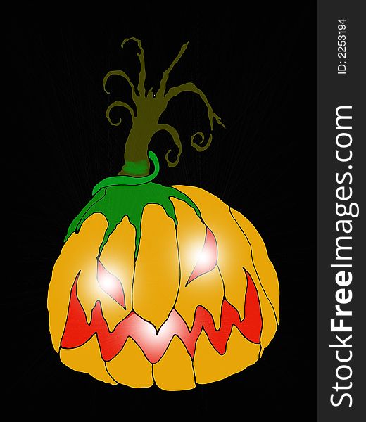 An illuminated Halloween pumpkin head. An illuminated Halloween pumpkin head.