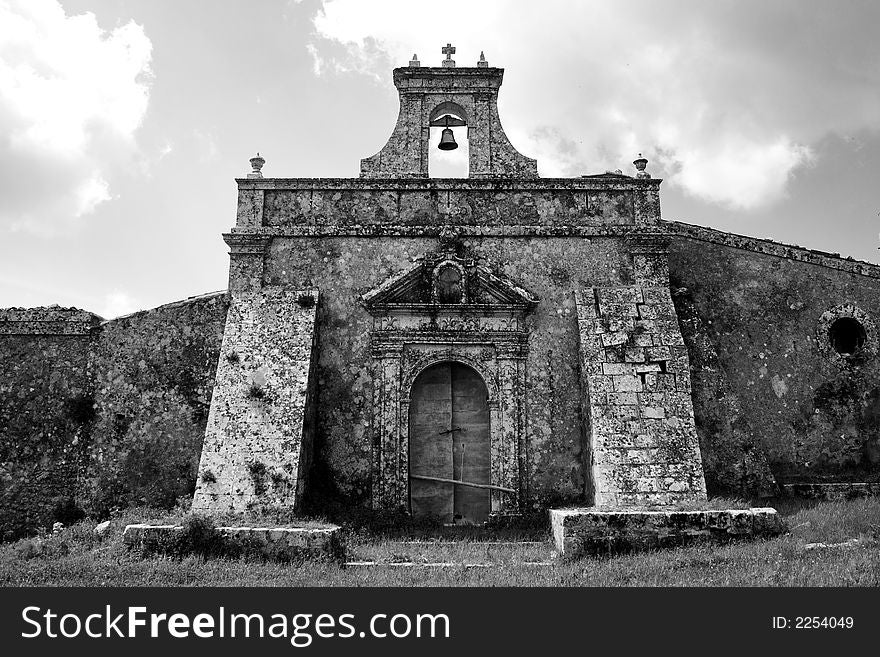 An Abandoned ancient rural church in the sicilian country