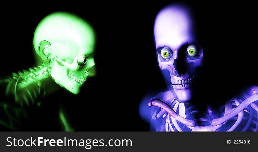 An x ray image of a some man in which you can see the Skelton under the skin. An x ray image of a some man in which you can see the Skelton under the skin.