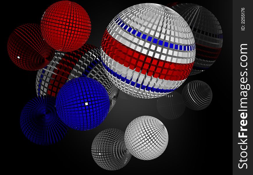 Very beautiful three-dimensional graphic object. Spheres. 3d