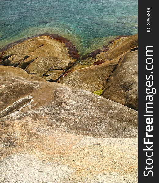 An abstract view of some rocks in the mediterranean sea