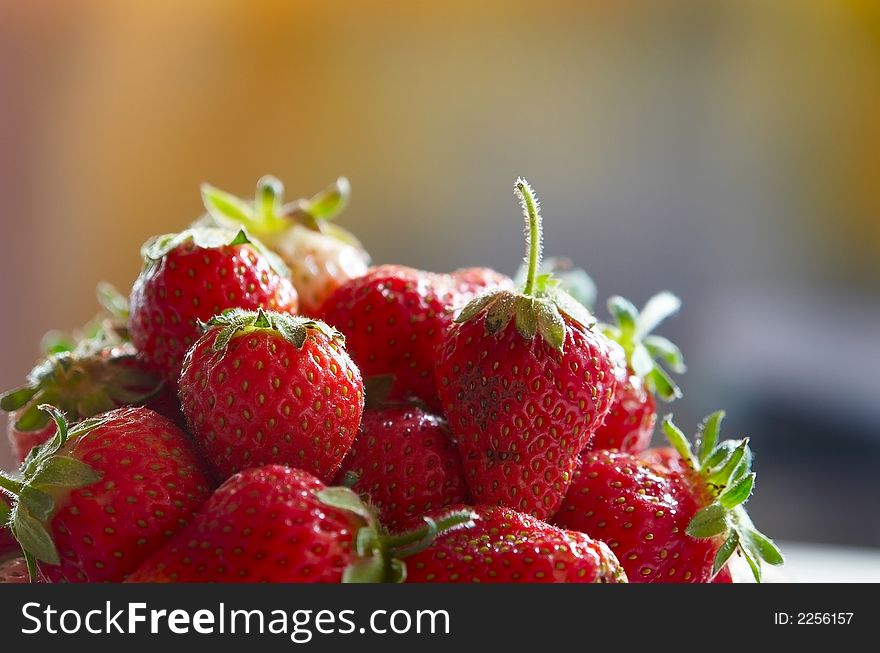 Fresh red strawberries(focus point on the nearest berry